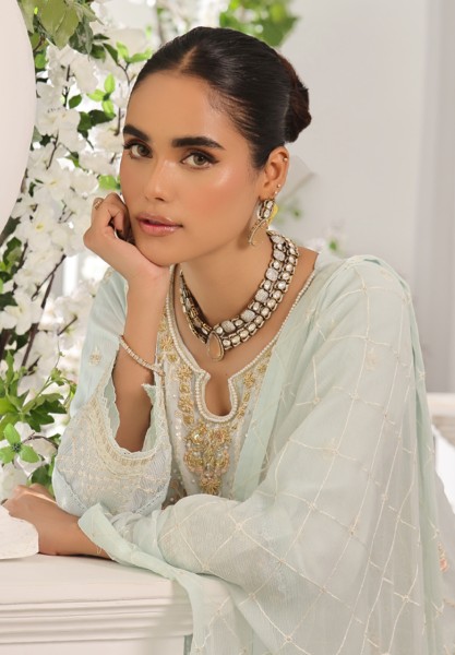 Guzel Jahanara Stitched 3 Piece Festive Formals Chiffon- Mint