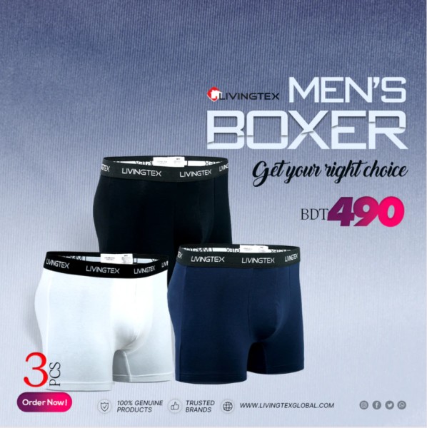 3 Pc's Men's Premium Boxer (Solid Color)